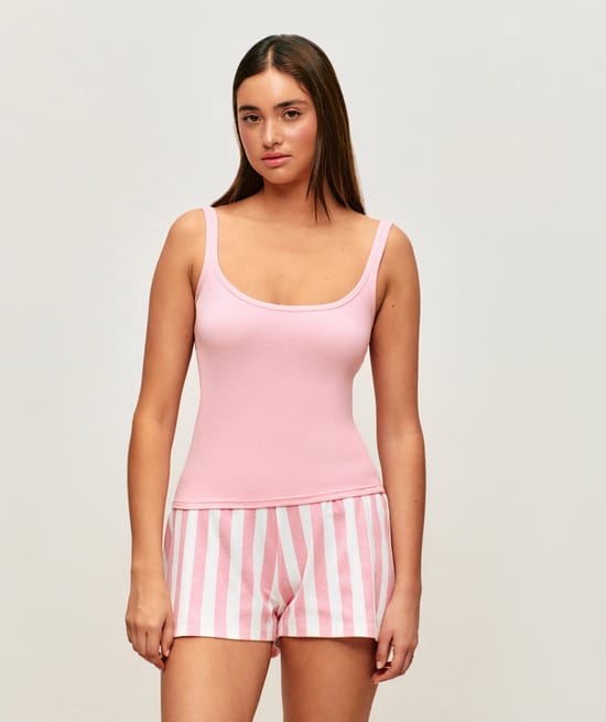 Ribbed jersey tank top;