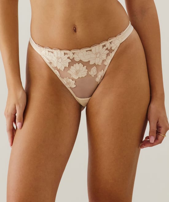 Thong with embroidery;