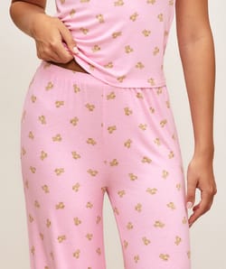 Printed jersey trousers with teddy bears;