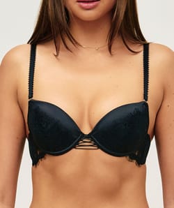 Lace push-up bra with lacing;