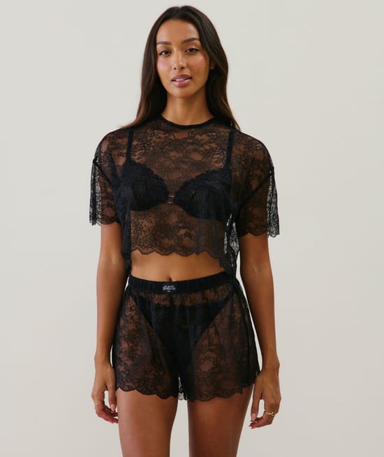 Short en dentelle;