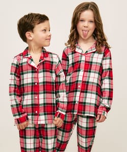 Kids' checked flannel trousers;