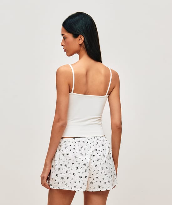 Pantalones cortos de algod&oacute;n con estampado floral;