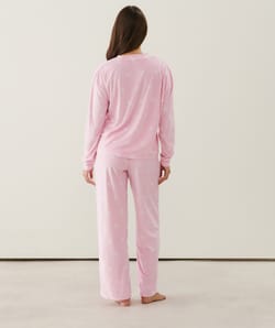 Velour bow print pyjama set;