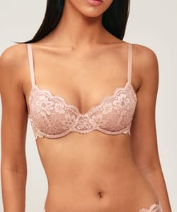 Floral lace balconette bra;