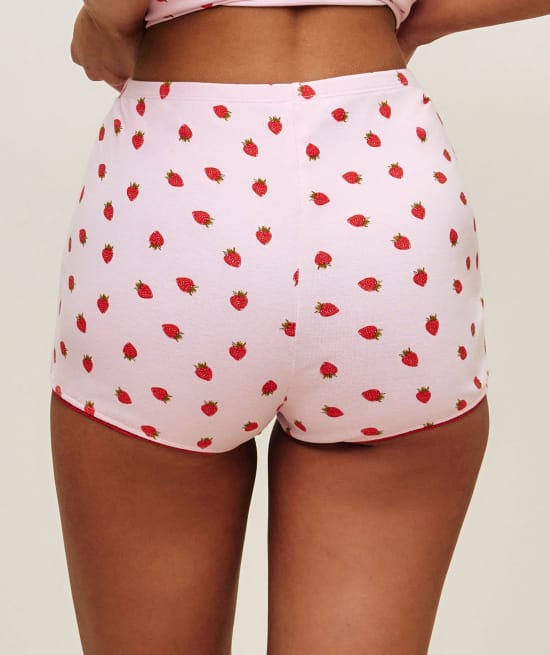 Strawberry print jersey shorts;