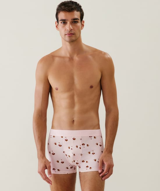 Cotton boxer shorts with dachshund pattern;