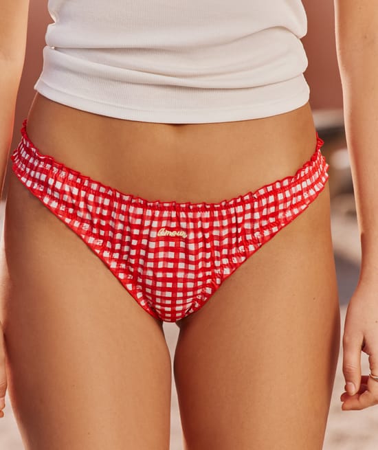 Vichy cotton string with 'Love' embroidery;