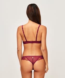 Geborduurde en paillet mesh balconette beha;