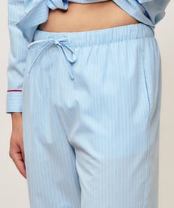 Striped cotton trousers;