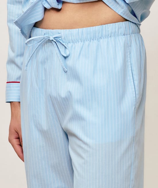 Striped cotton trousers;