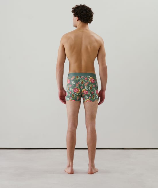 Boxer shorts with floral patterns;
