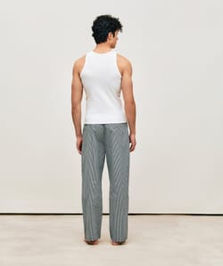 Checked poplin trousers with integrated belt;