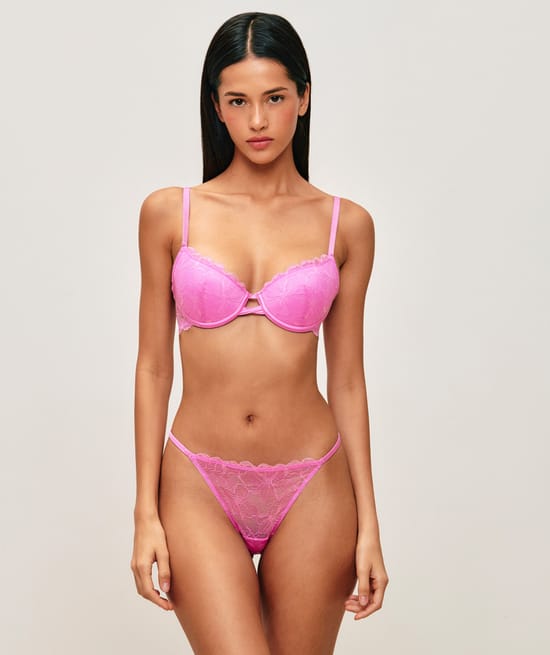 Floral lace thong;