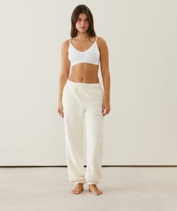 Fleece trousers with heart pattern;