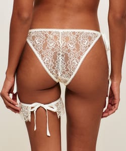 Lace thong with adjustable garter;