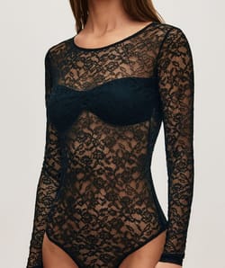 Long sleeve lace bodysuit;