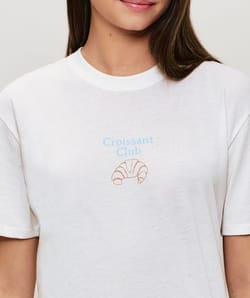 T-shirt en jersey &agrave; message Croissant Club;
