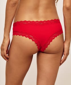 Culotte cheeky en coton et dentelle;