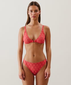 Soutien-gorge triangle foulard avec broderies rose;