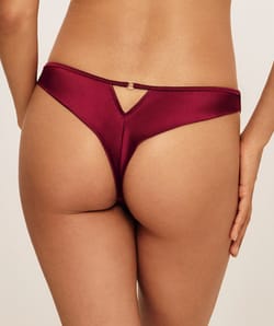 Tanga en mesh et satin avec broderie;