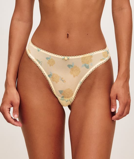 Floral mesh thong;