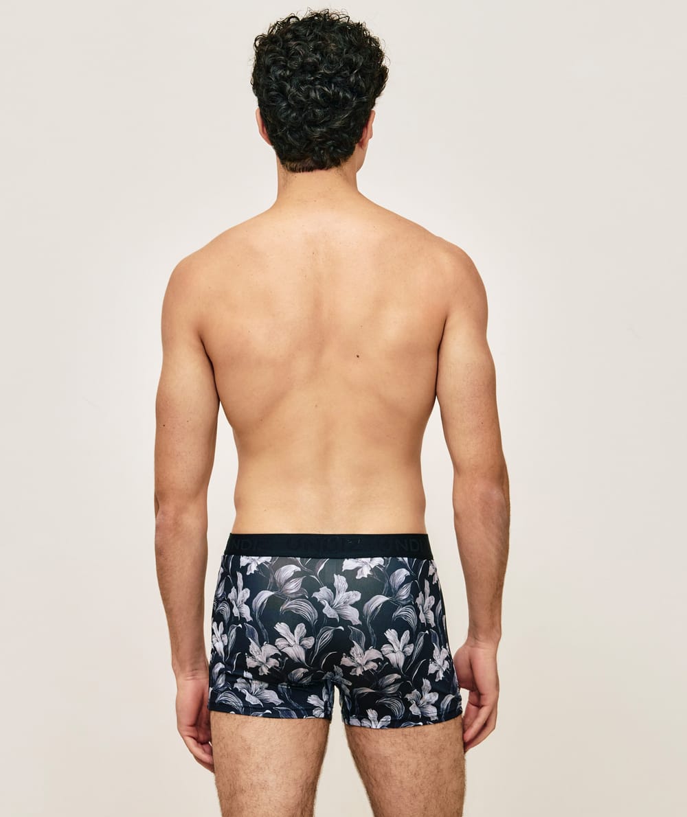Microfibre boxer shorts with floral pattern;