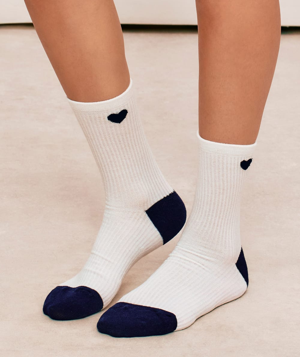 Lot de 3 paires de chaussettes coton &agrave; motifs;