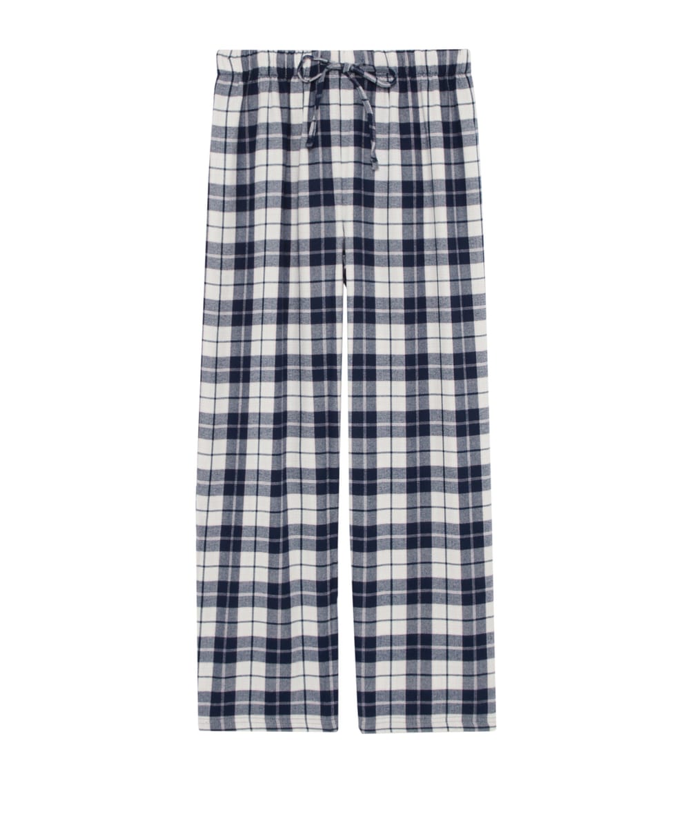 Checked flannel trousers;