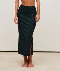 Sparkly long skirt with slit;
