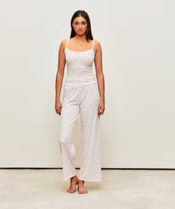 Jersey pants with heart patterns;