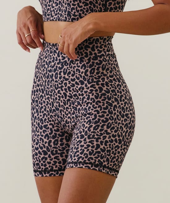 Leopard cycling shorts;