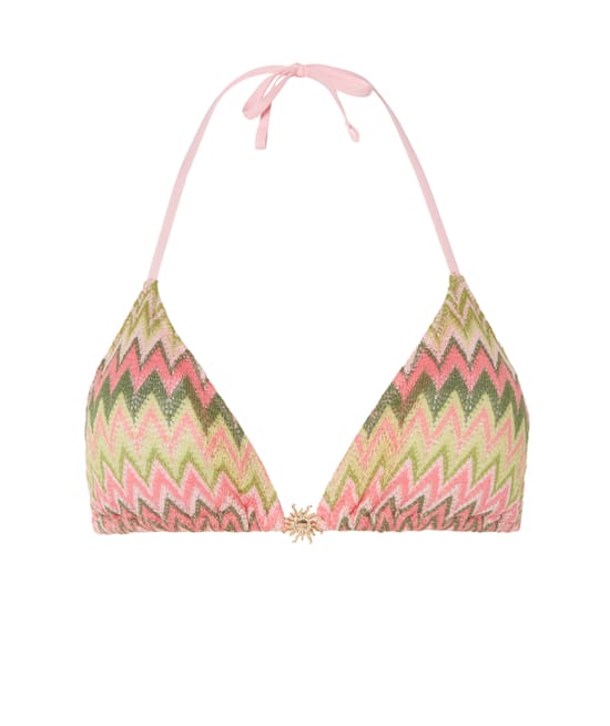 Haut de maillot triangle avec d&eacute;tail soleil et motif zigzag;