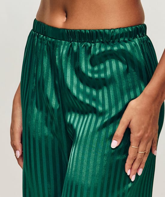 Striped satin pajama trousers;