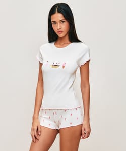 Shorts in jersey with icy patterns;