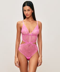Lace floral bodysuit;