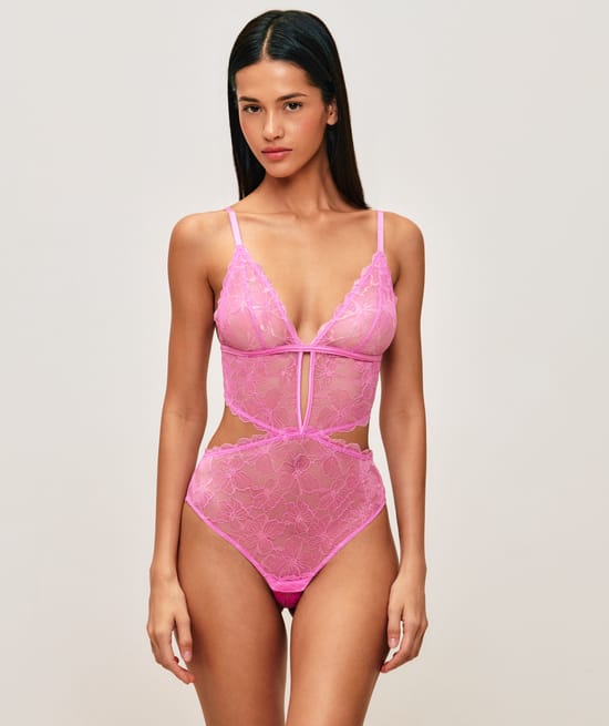 Lace floral bodysuit;