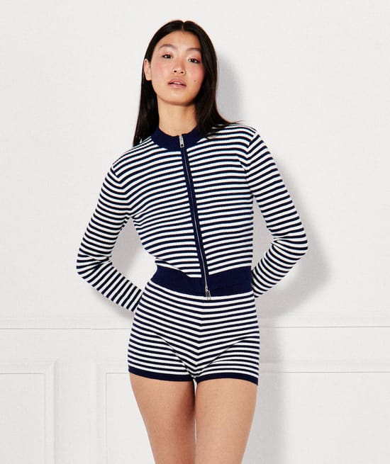 Striped knitted cardigan;