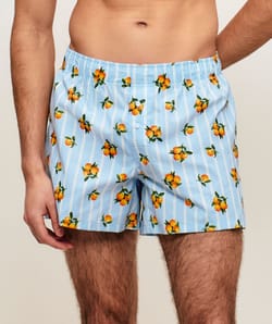 Cale&ccedil;on en coton &agrave; rayures motifs mandarines;