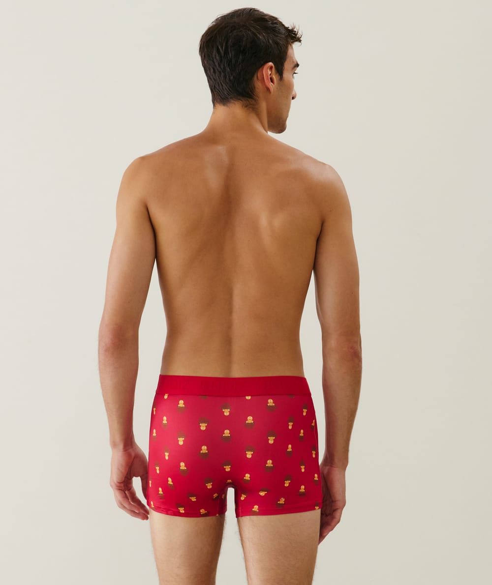 Boxer in microvezel met koekjespatroon;