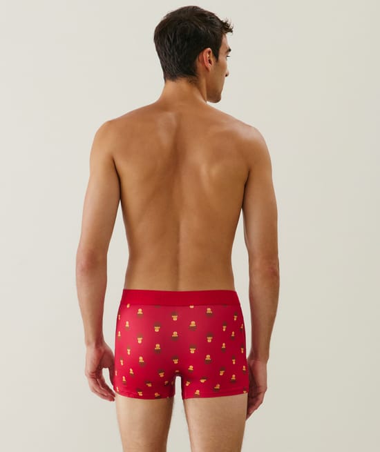 Boxer in microvezel met koekjespatroon;