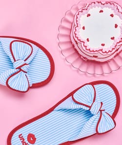 Chaussons n&oelig;uds &agrave; rayures;