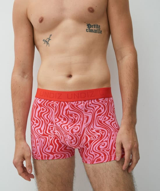 boxer &agrave; motif abstrait en coton;