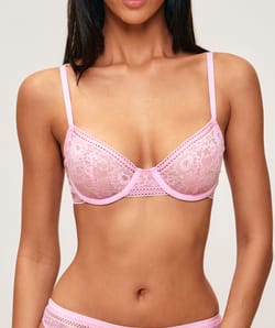 Floral lace balconette bra;