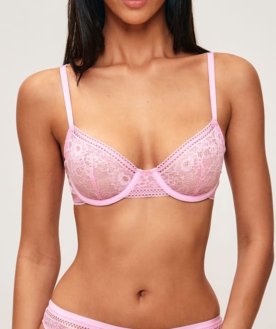 Floral lace balconette bra;