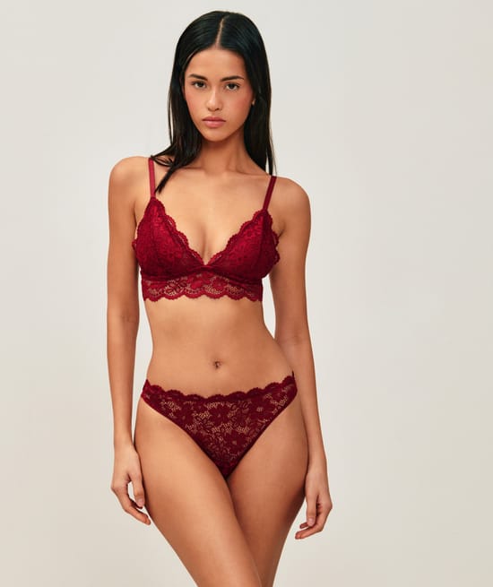 Floral lace triangle bra;