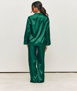 Striped satin pyjama shirt;