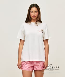 Short in printed cotton poplin Betty Boop;