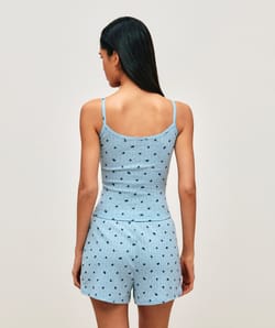 Short en pointelle imprim&eacute; fleurs et pois;