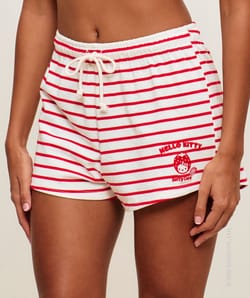 Short striped jersey with Hello Kitty embroidery;